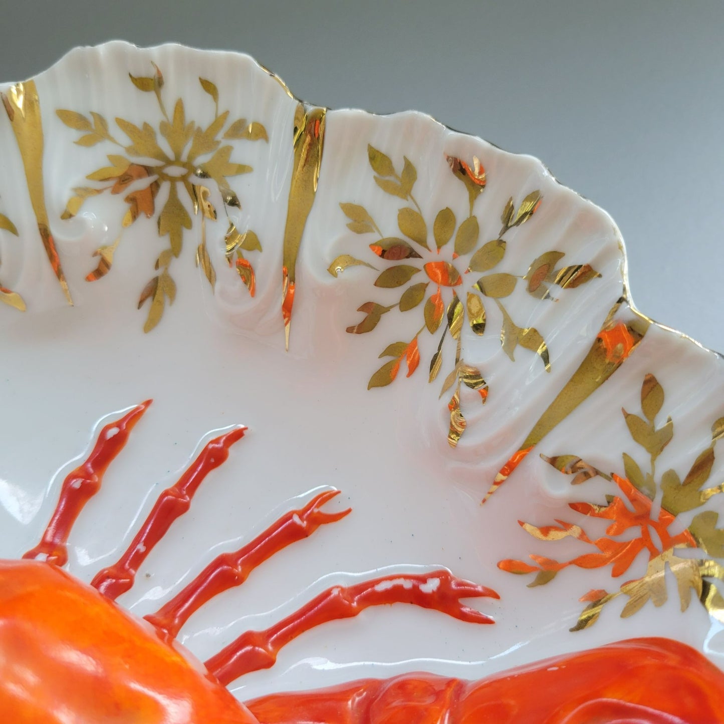 Antique Victoria Carlsbad Victorian Lobster Bowl, c.1891-1918 Austria