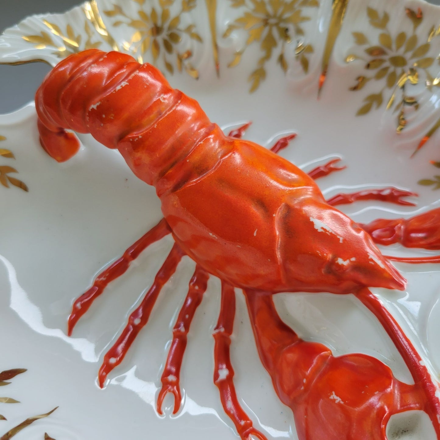 Antique Victoria Carlsbad Victorian Lobster Bowl, c.1891-1918 Austria