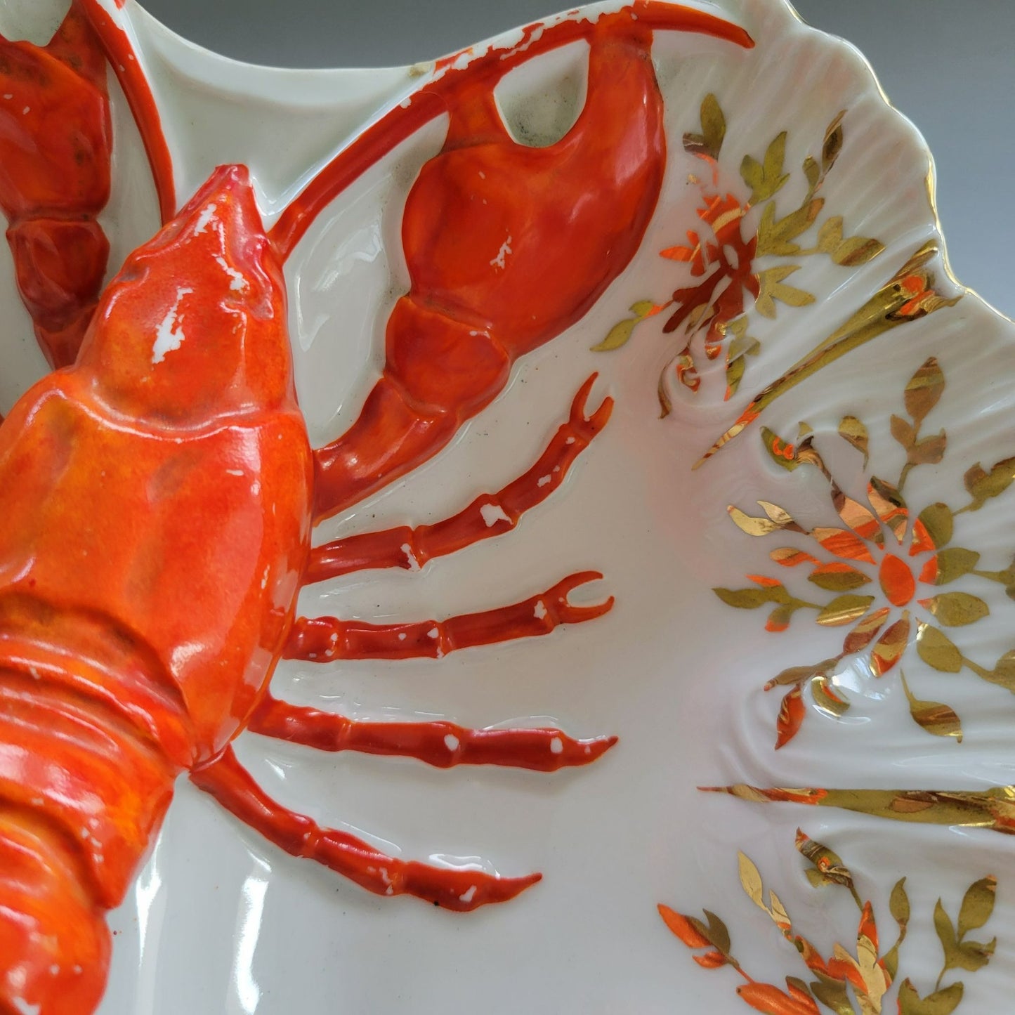 Antique Victoria Carlsbad Victorian Lobster Bowl, c.1891-1918 Austria