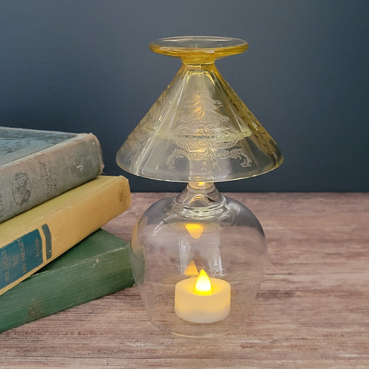 Upcycled Vintage Glassware Fairy Lamp