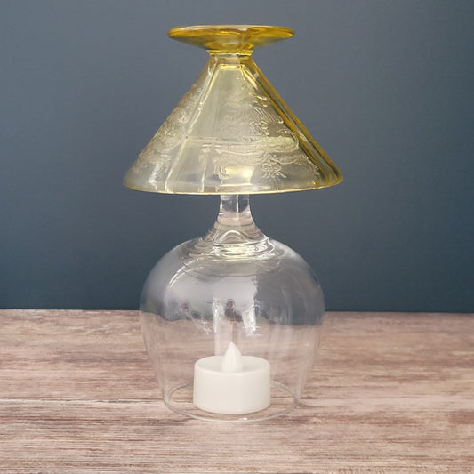 Upcycled Vintage Glassware Fairy Lamp