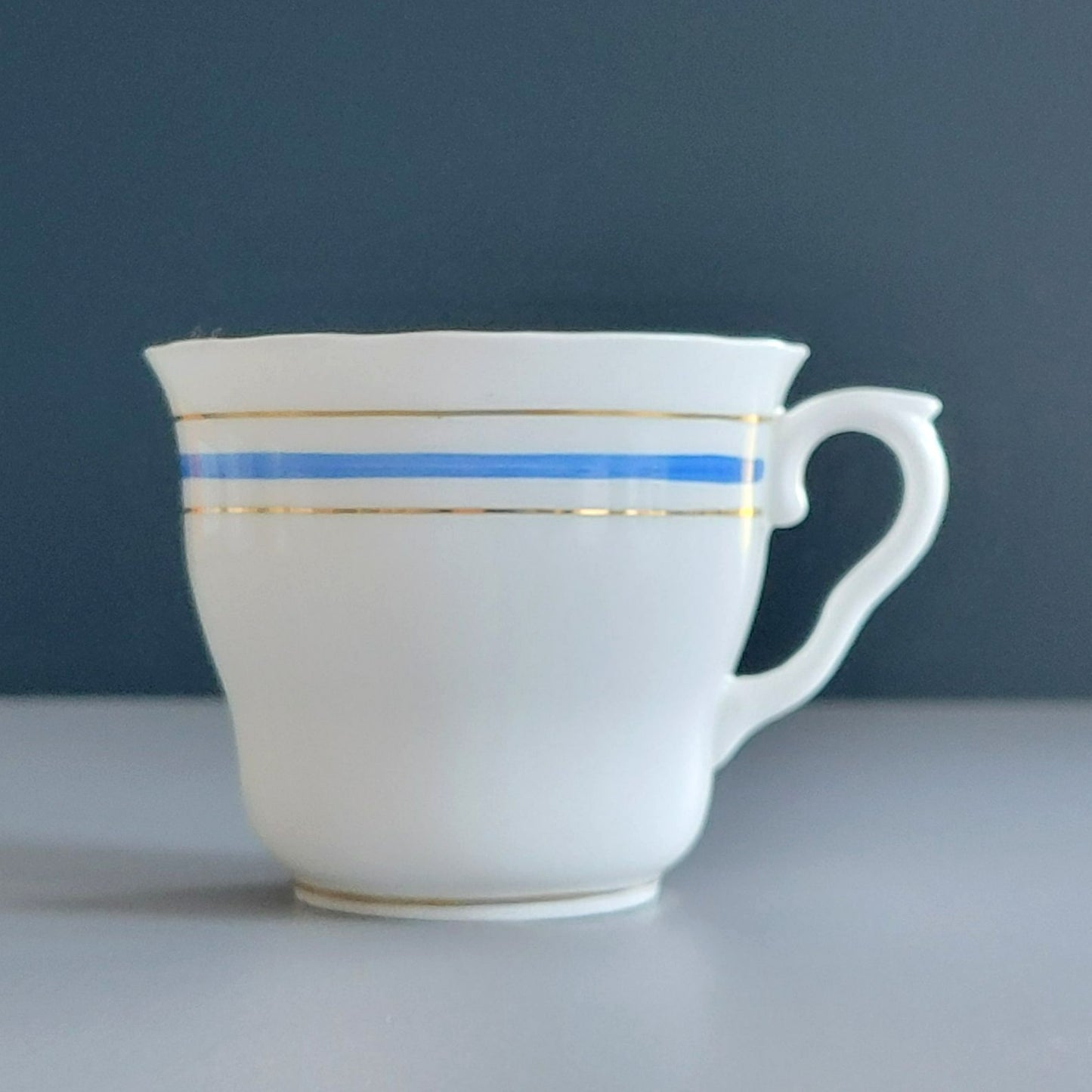 Colclough Tea Cup & Saucer, White, Blue & Gold Bone China Made in England