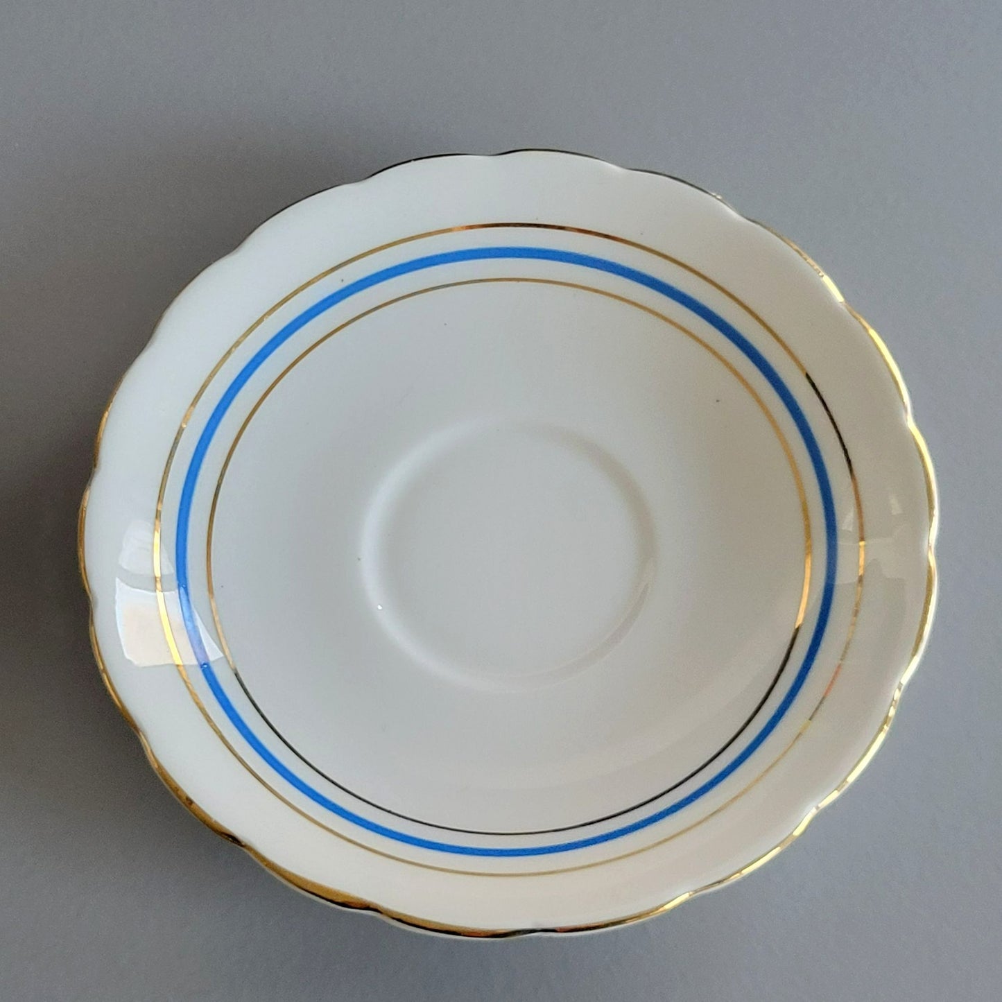 Colclough Tea Cup & Saucer, White, Blue & Gold Bone China Made in England
