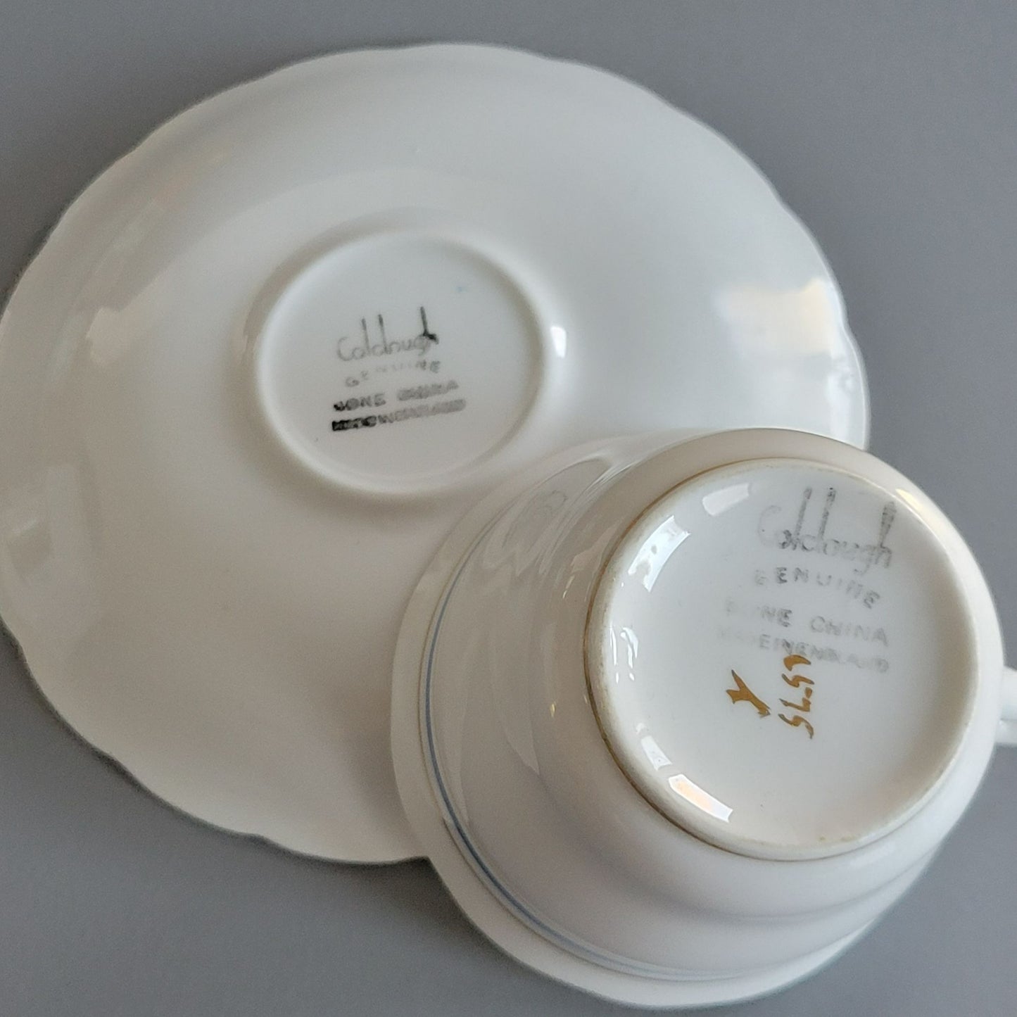 Colclough Tea Cup & Saucer, White, Blue & Gold Bone China Made in England