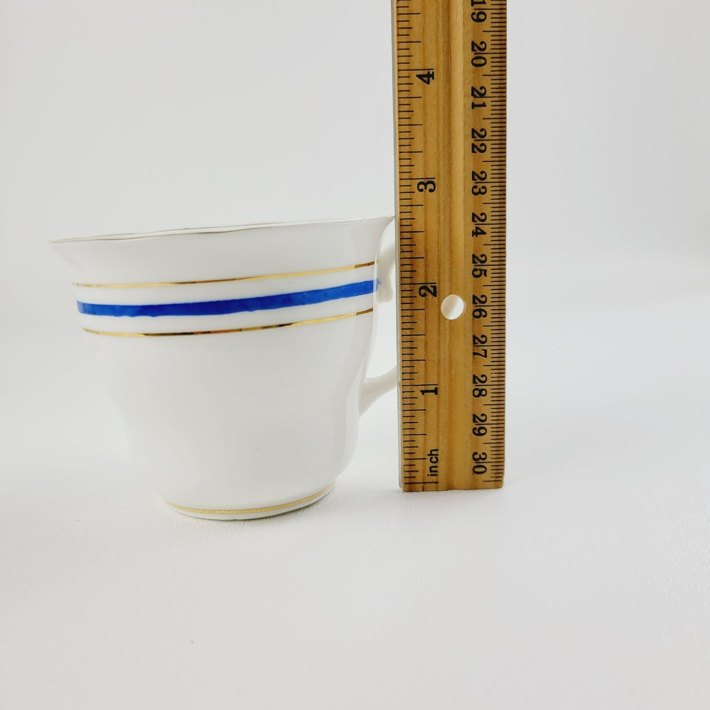 Colclough Tea Cup & Saucer, White, Blue & Gold Bone China Made in England