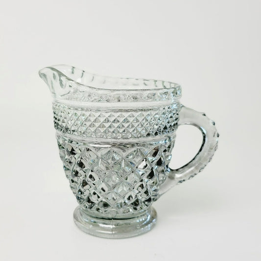 Anchor Hocking Glass Creamer Pitcher Wexford Smoke Gray Diamond Cut Design, USA Made