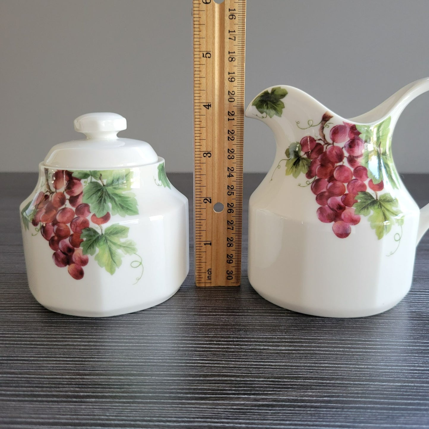 Royal Doulton Grape Creamer & Sugar Bowl, Vintage c.1990s England, Grape & Apple Design