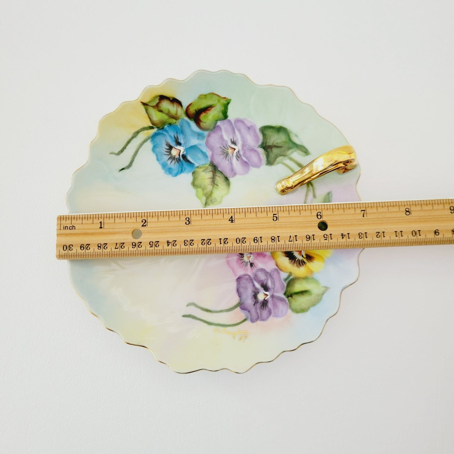 Hand Painted Floral Lemon Server Tray, Signed 1959