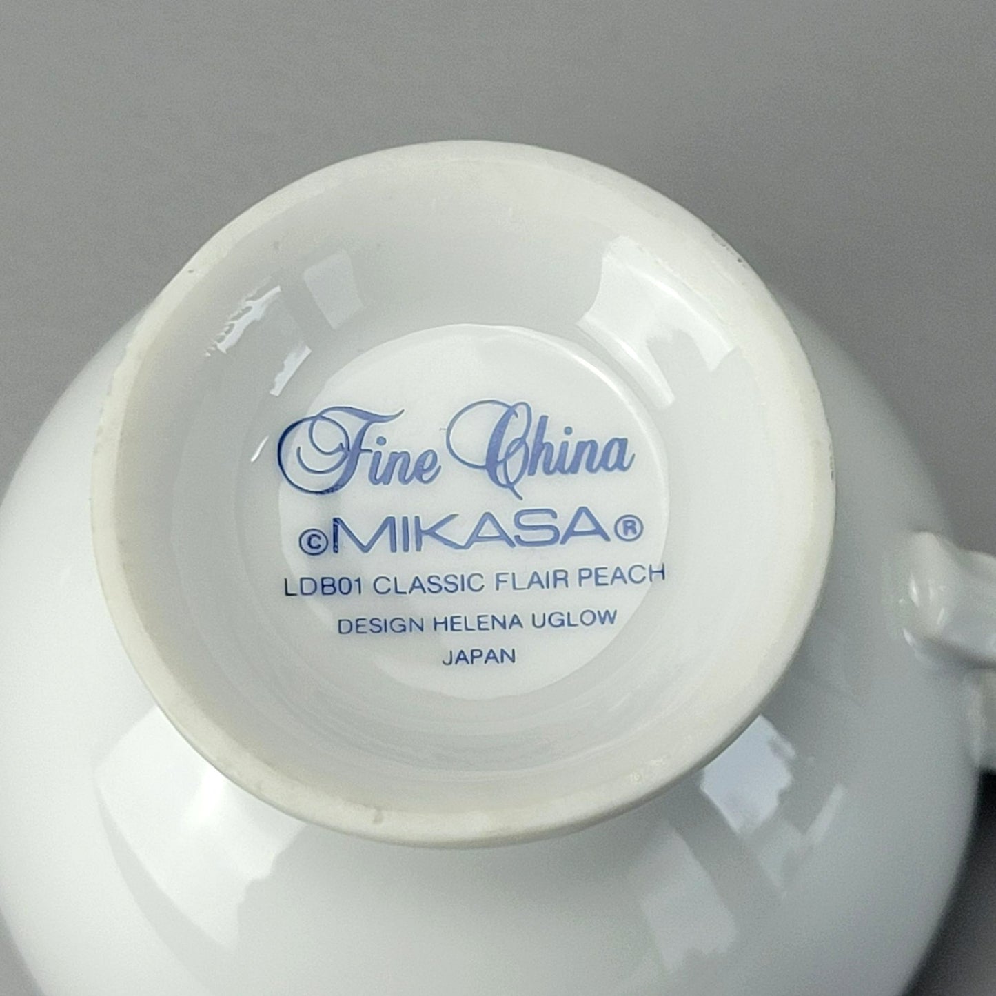 Retro Mikasa Classic Flair Peach Footed Cup Set of 2, Calla Lily Pattern on Footed Teacup, Made in Japan