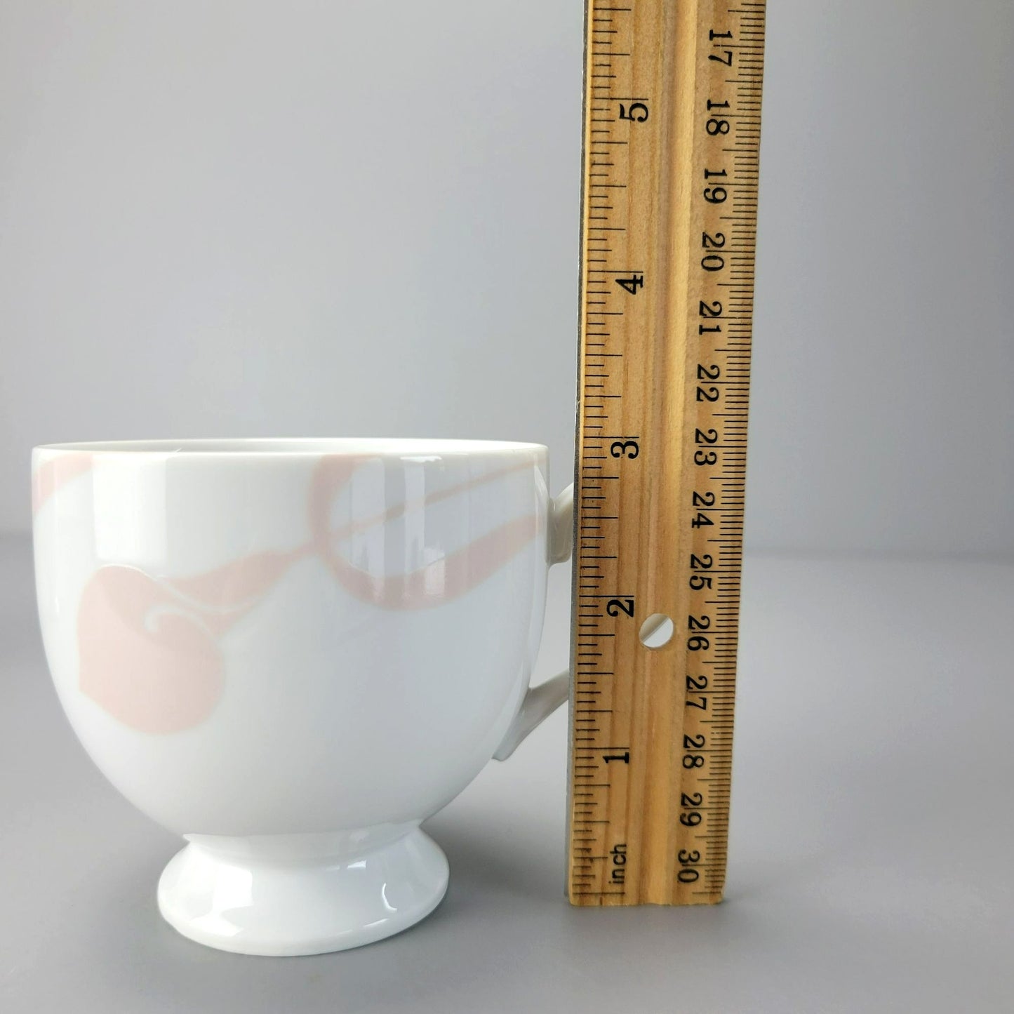 Retro Mikasa Classic Flair Peach Footed Cup Set of 2, Calla Lily Pattern on Footed Teacup, Made in Japan