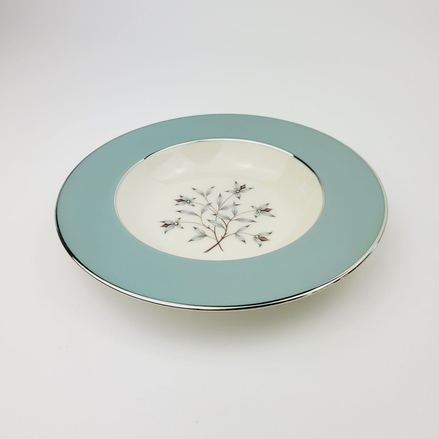Lenox Kingsley Rim Soup Bowl, Platinum Trim, c.1954-79 USA