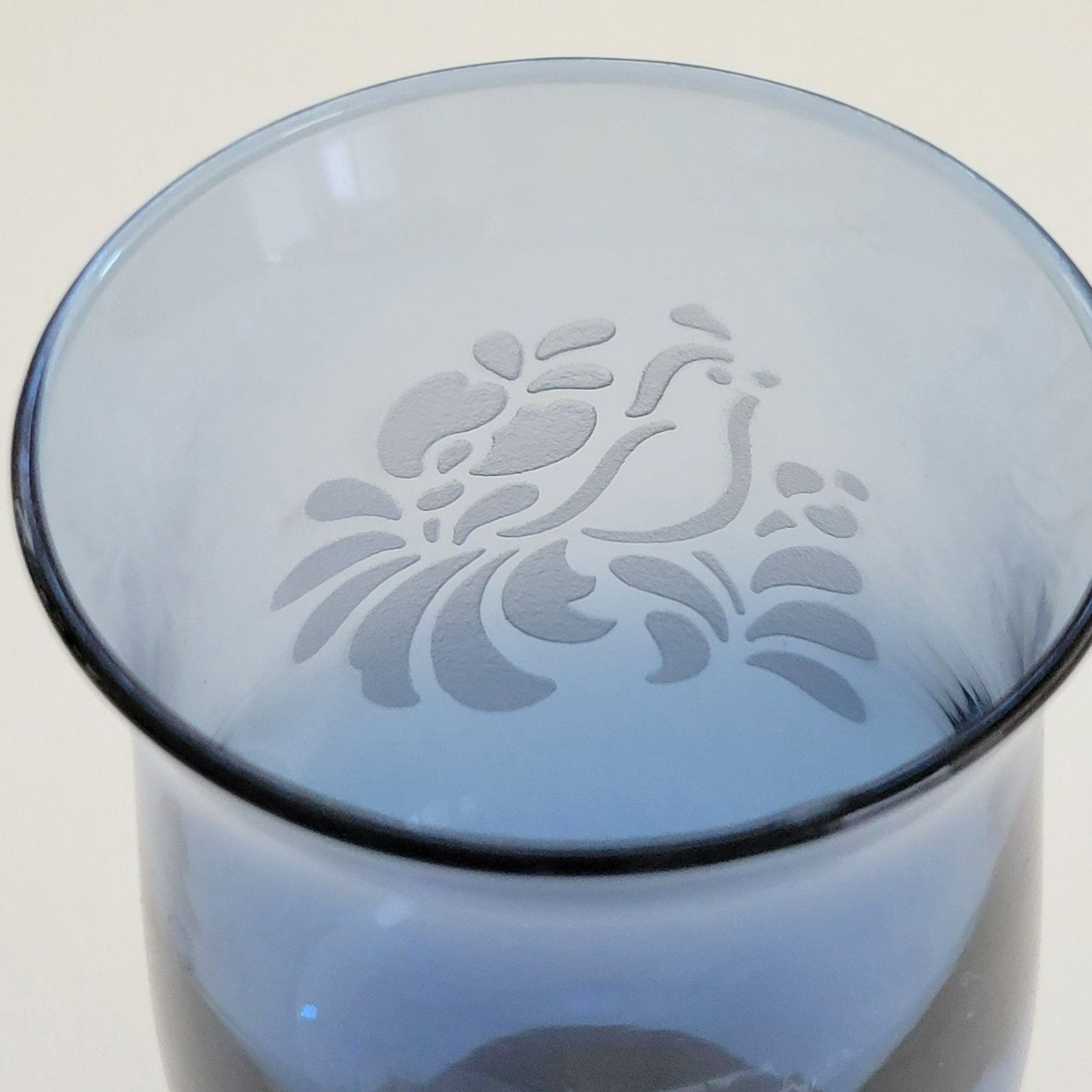 Pfaltzgraff Folk Art Blue Wine Glasses, Set of 2, USA Made