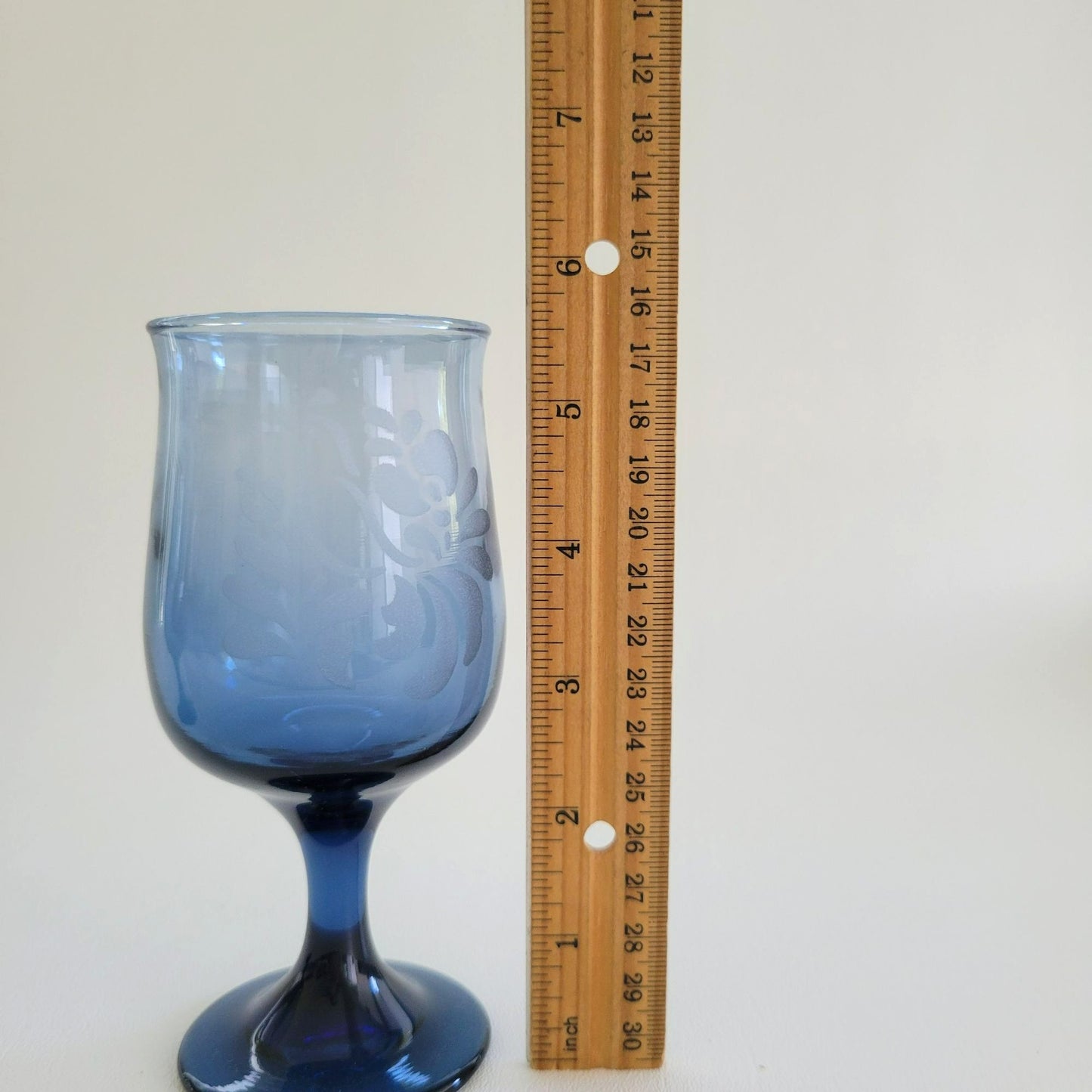 Pfaltzgraff Folk Art Blue Wine Glasses, Set of 2, USA Made