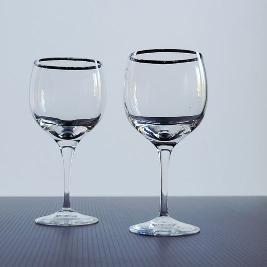 Lenox Weatherly Wine Glass Set of 2, Platinum Trim, c.1960-80s