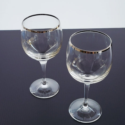 Lenox Weatherly Wine Glass Set of 2, Platinum Trim, c.1960-80s