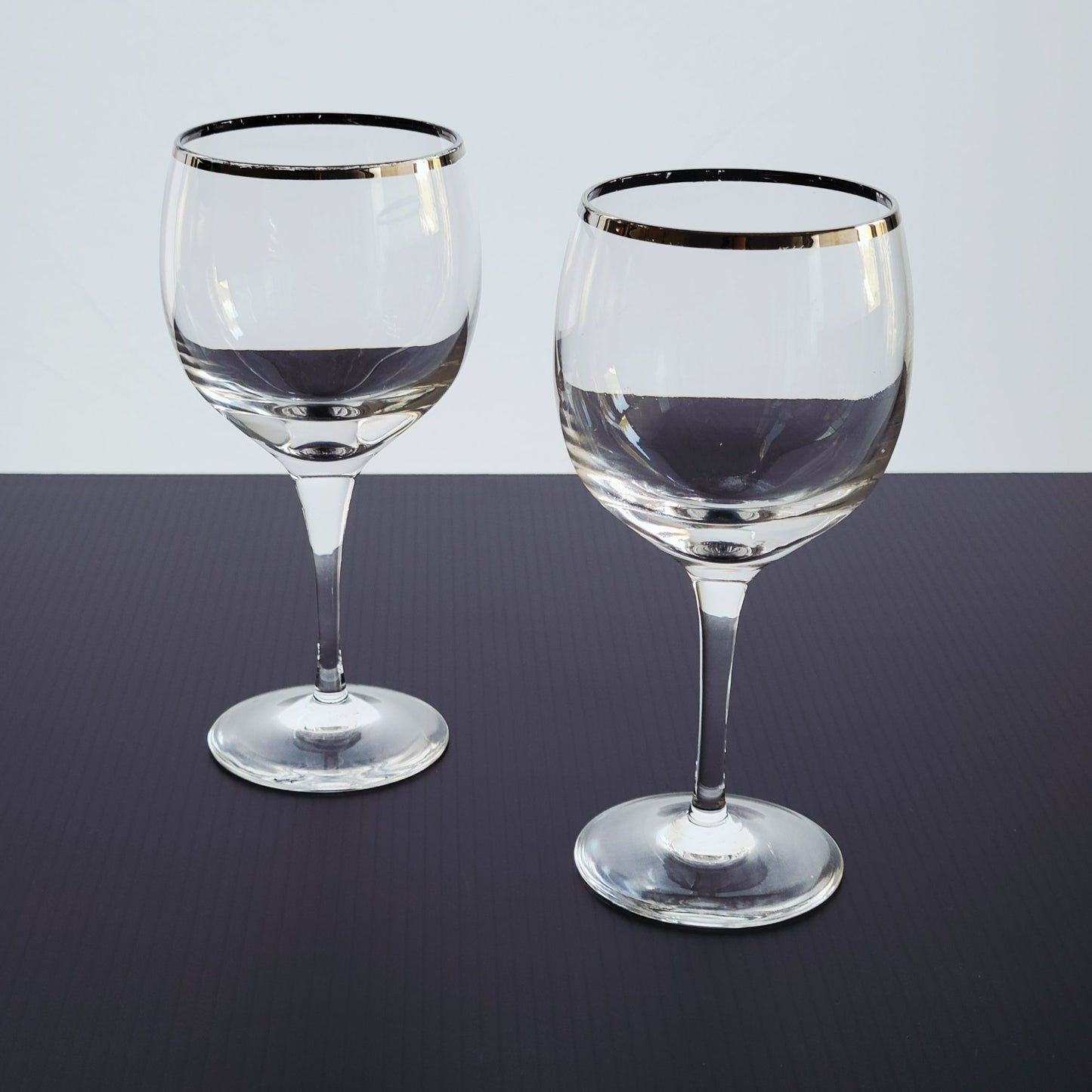 Lenox Weatherly Wine Glass Set of 2, Platinum Trim, c.1960-80s