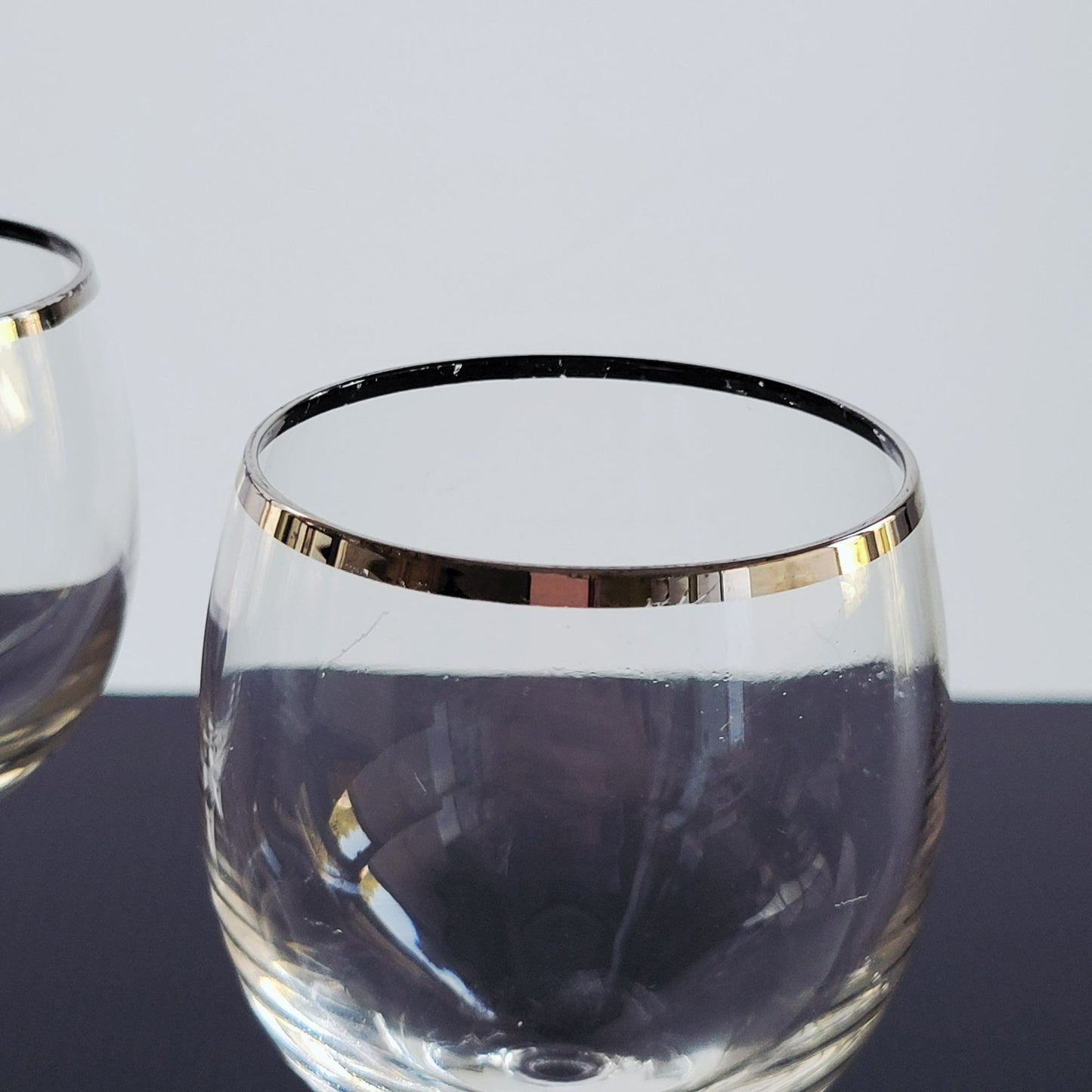 Lenox Weatherly Wine Glass Set of 2, Platinum Trim, c.1960-80s