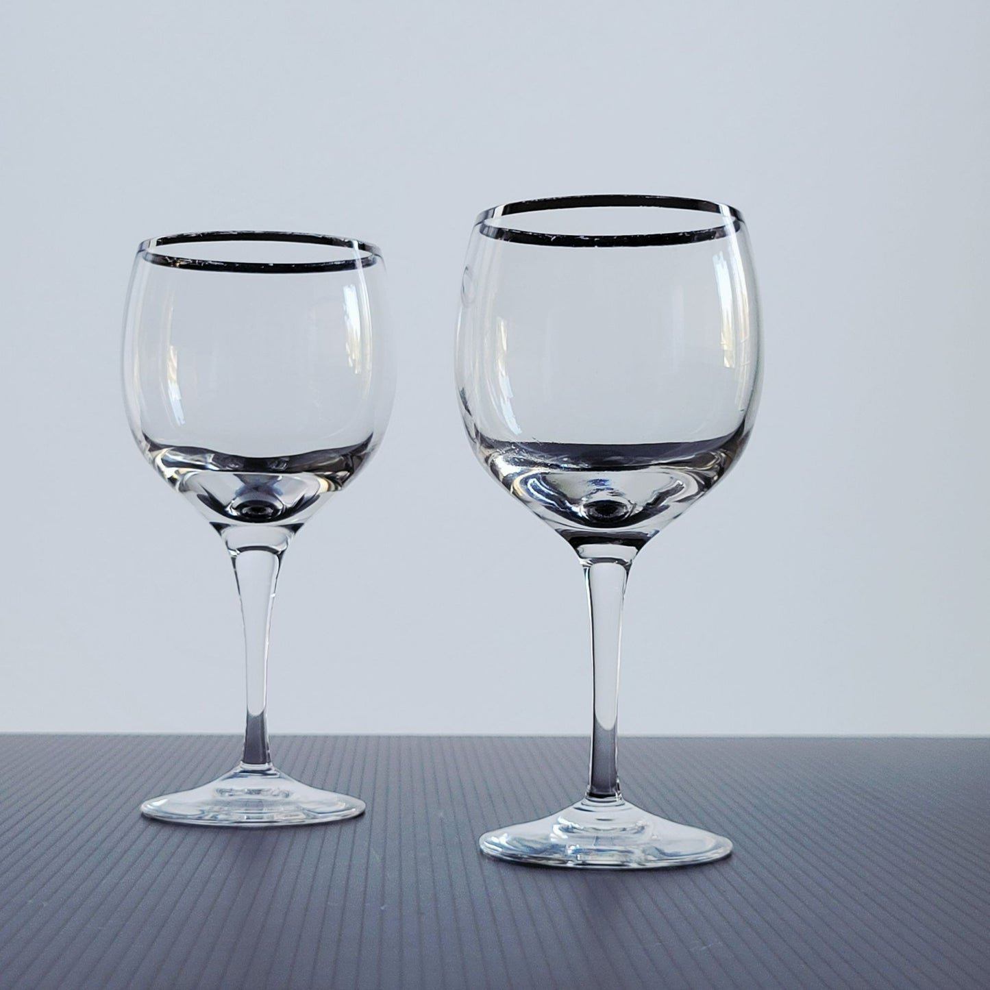 Lenox Weatherly Wine Glass Set of 2, Platinum Trim, c.1960-80s