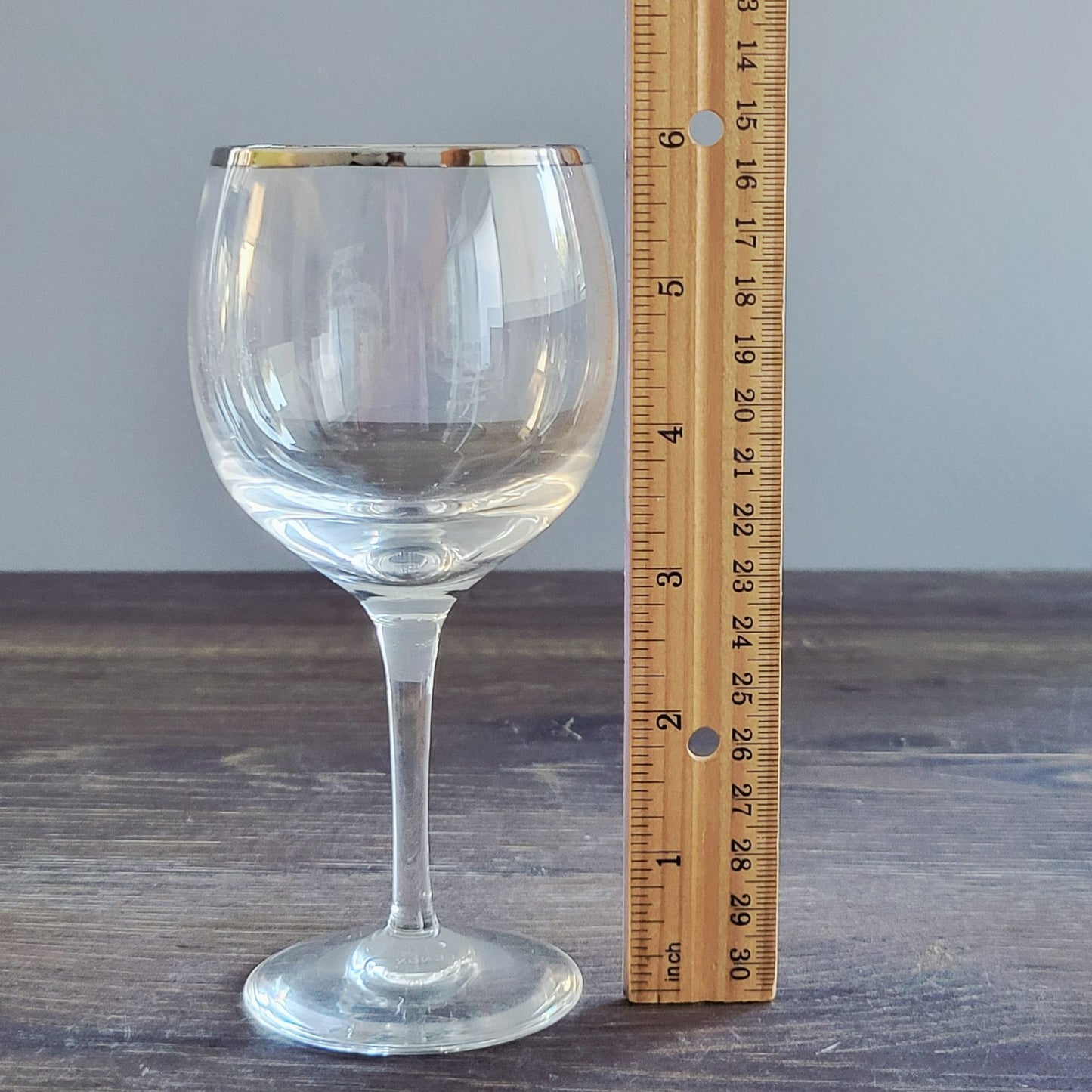 Lenox Weatherly Wine Glass Set of 2, Platinum Trim, c.1960-80s