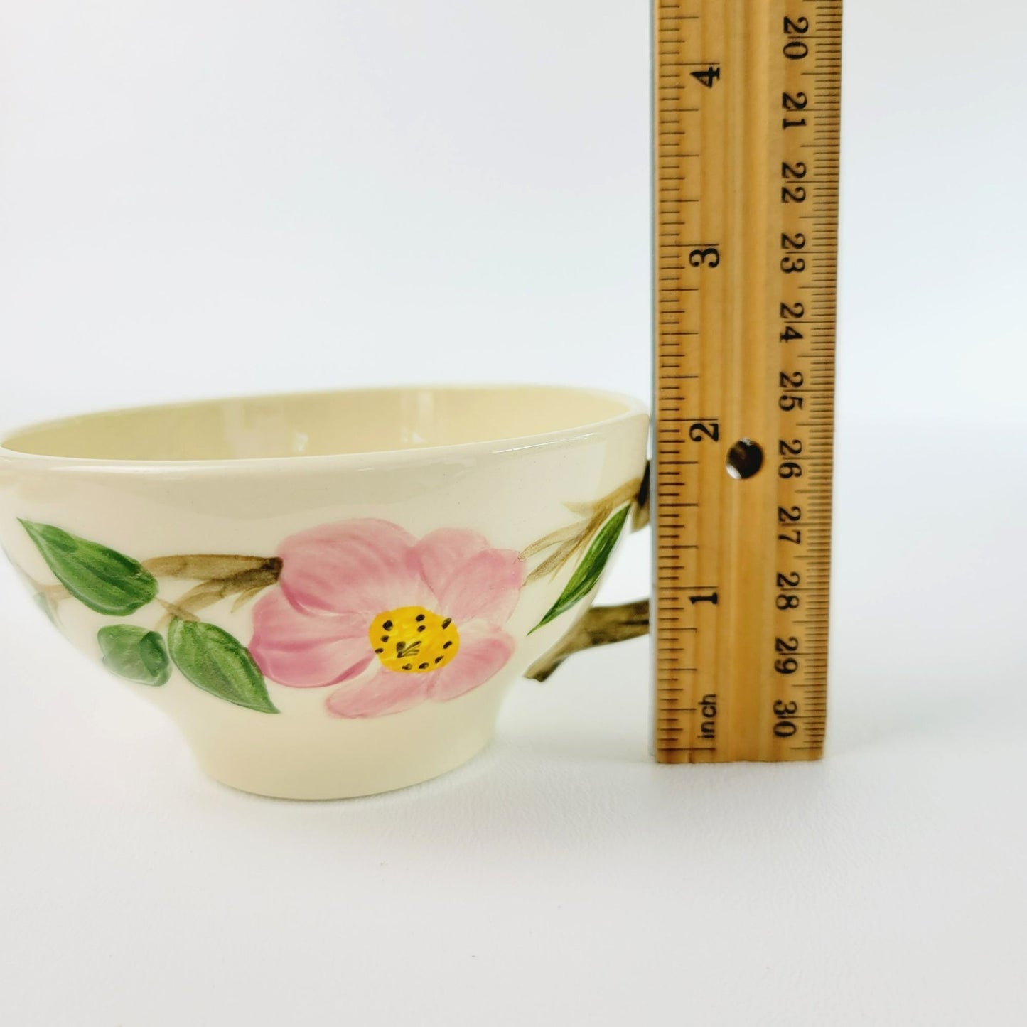 Franciscan Desert Rose Teacup & Saucer, 2 Sets, Hand Painted & Embossed Pink Floral, c.1949-53 USA