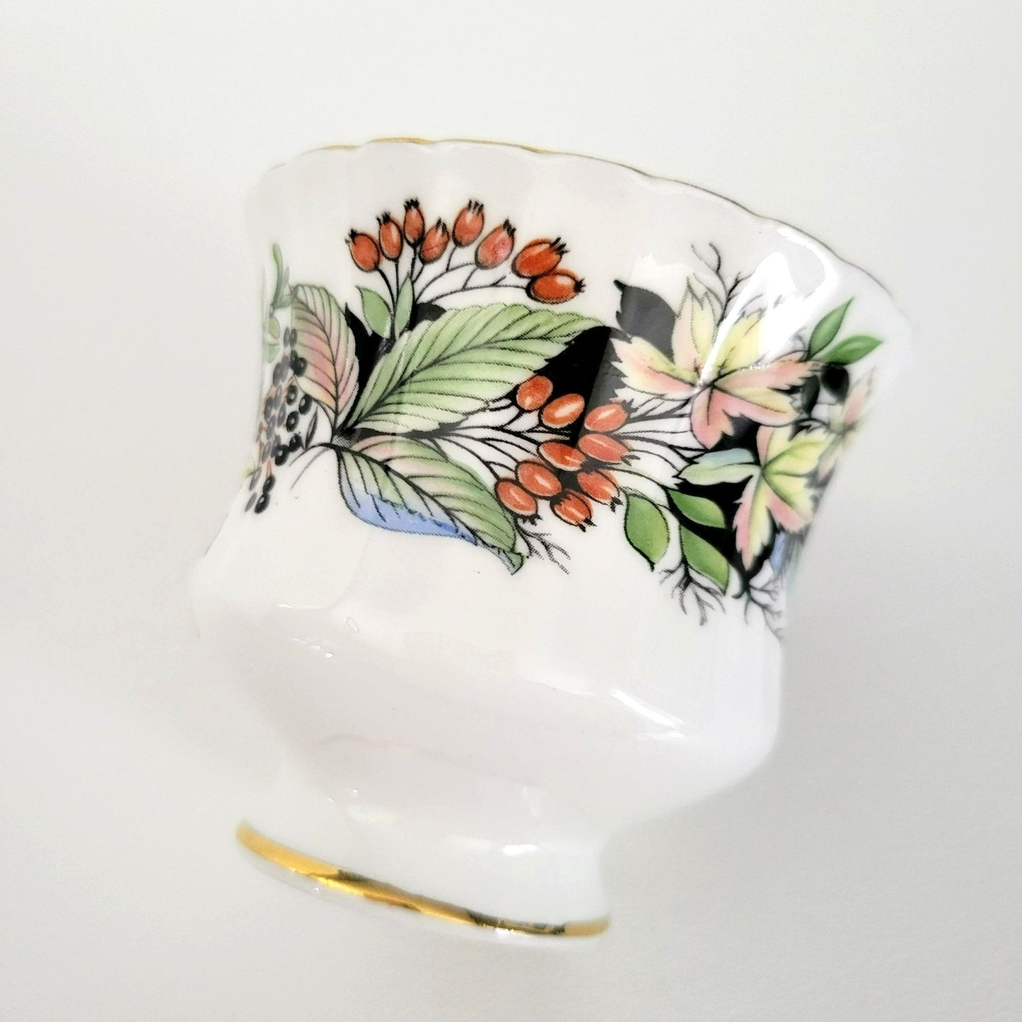Paragon Demitasse Cup & Saucer, Pink Floral and Green Leaves, By Appointment to Her Majesty The Queen, c.1938-52 England