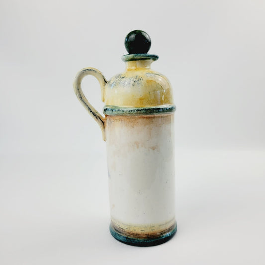 Greek Hand Painted Floral Jug With Stopper, Artist Signed