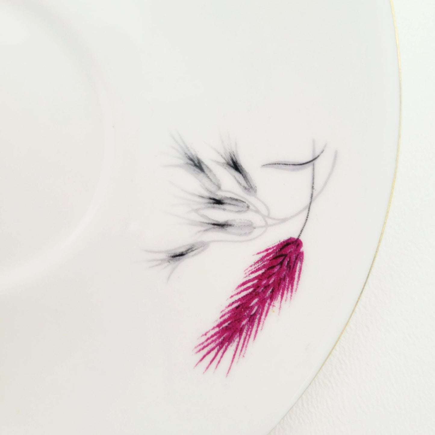 Vintage Pink and Black Wheat Teacup & Saucer by Ainsdale China, c.1960s England, Art Deco Style