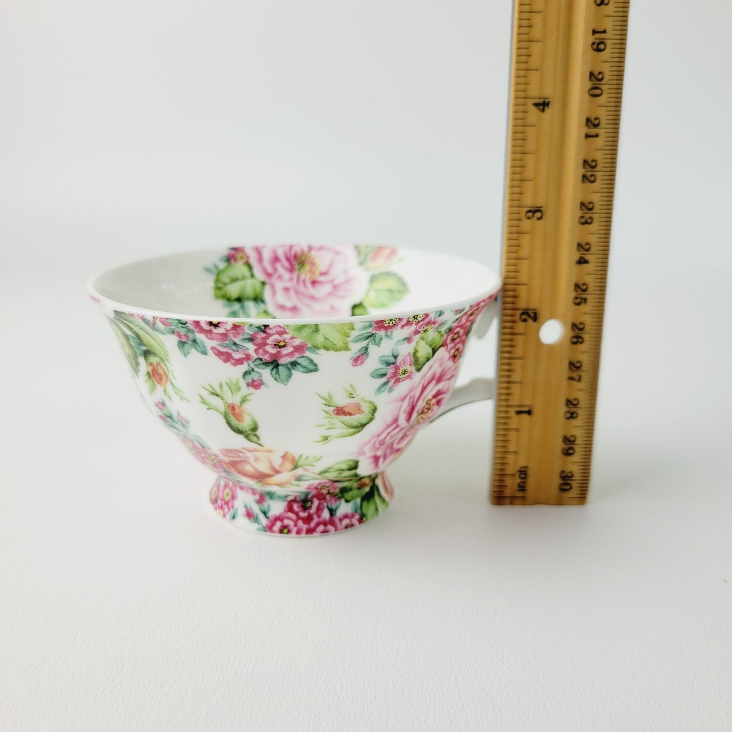 Fairmont Empress Rose Garden Teacup, Saucer & Plate, Pink Orange & Green Floral