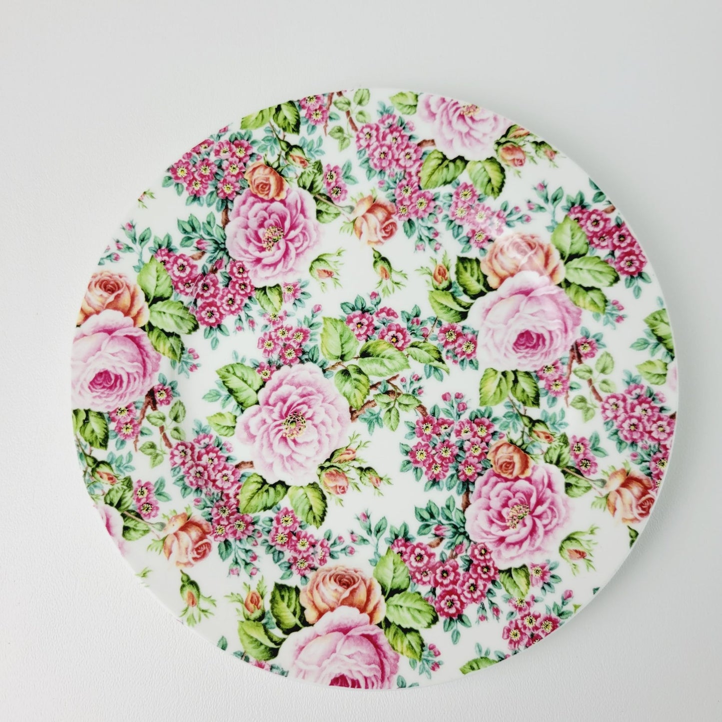 Fairmont Empress Rose Garden Teacup, Saucer & Plate, Pink Orange & Green Floral