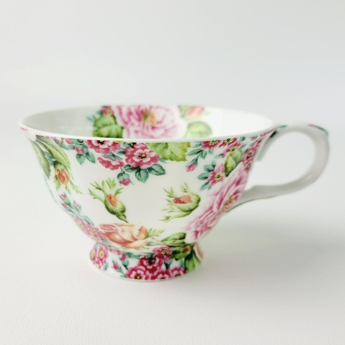 Fairmont Empress Rose Garden Teacup, Saucer & Plate, Pink Orange & Green Floral