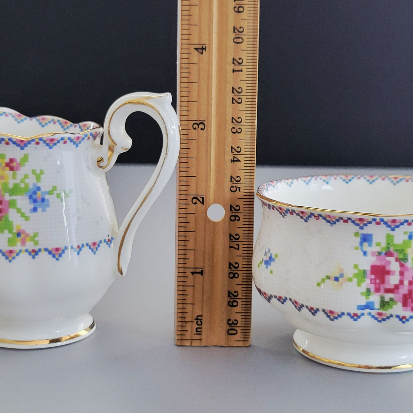 Royal Albert Petit Point Mini Creamer & Sugar Bowl, England c.1932-97