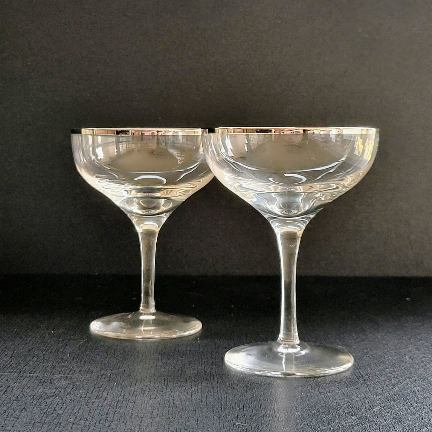 Lenox Weatherly Coupe Champagne Glasses, Set of 2, Platinum Trim, c1960-80s
