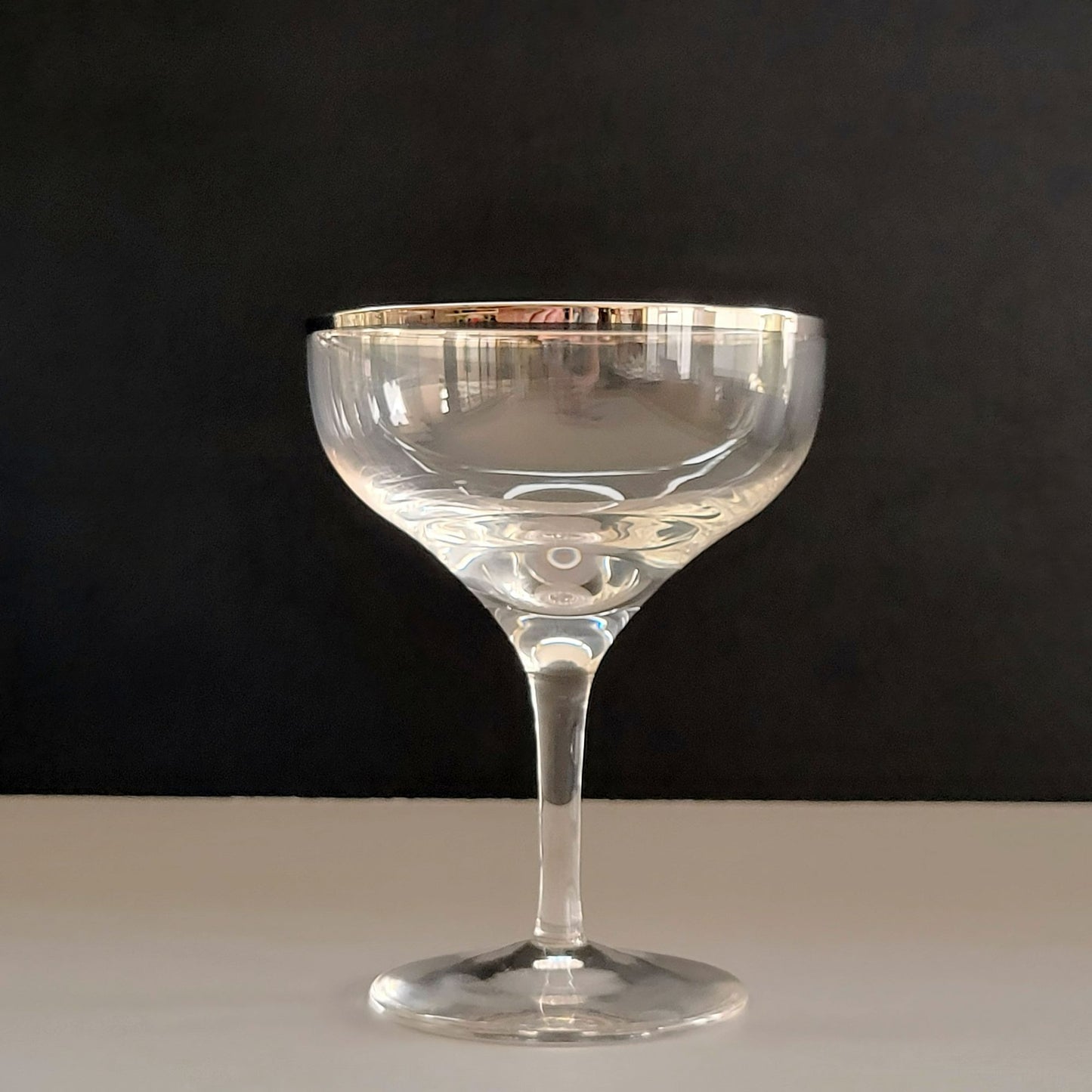 Lenox Weatherly Coupe Champagne Glasses, Set of 2, Platinum Trim, c1960-80s