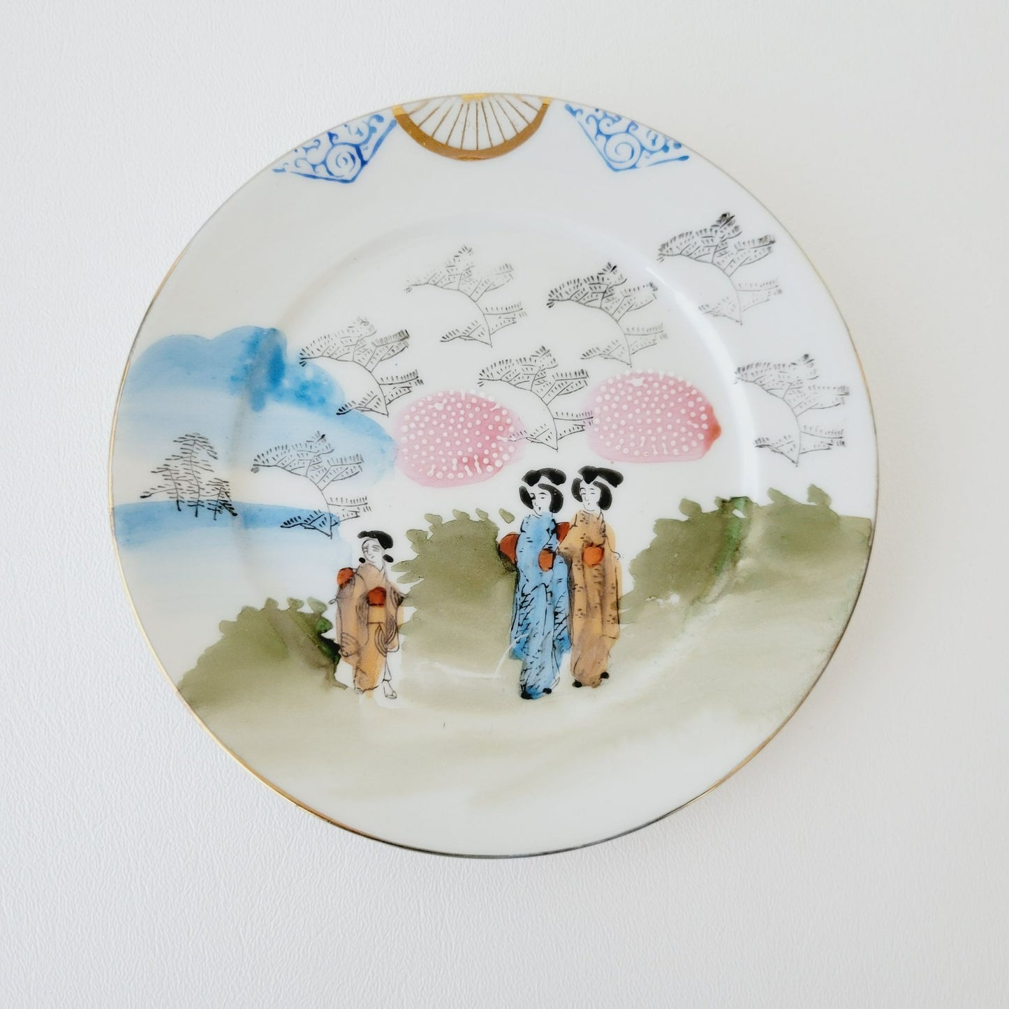 Vintage Japanese Kutani Geisha Girls Salad & Bread Plate Set of 2