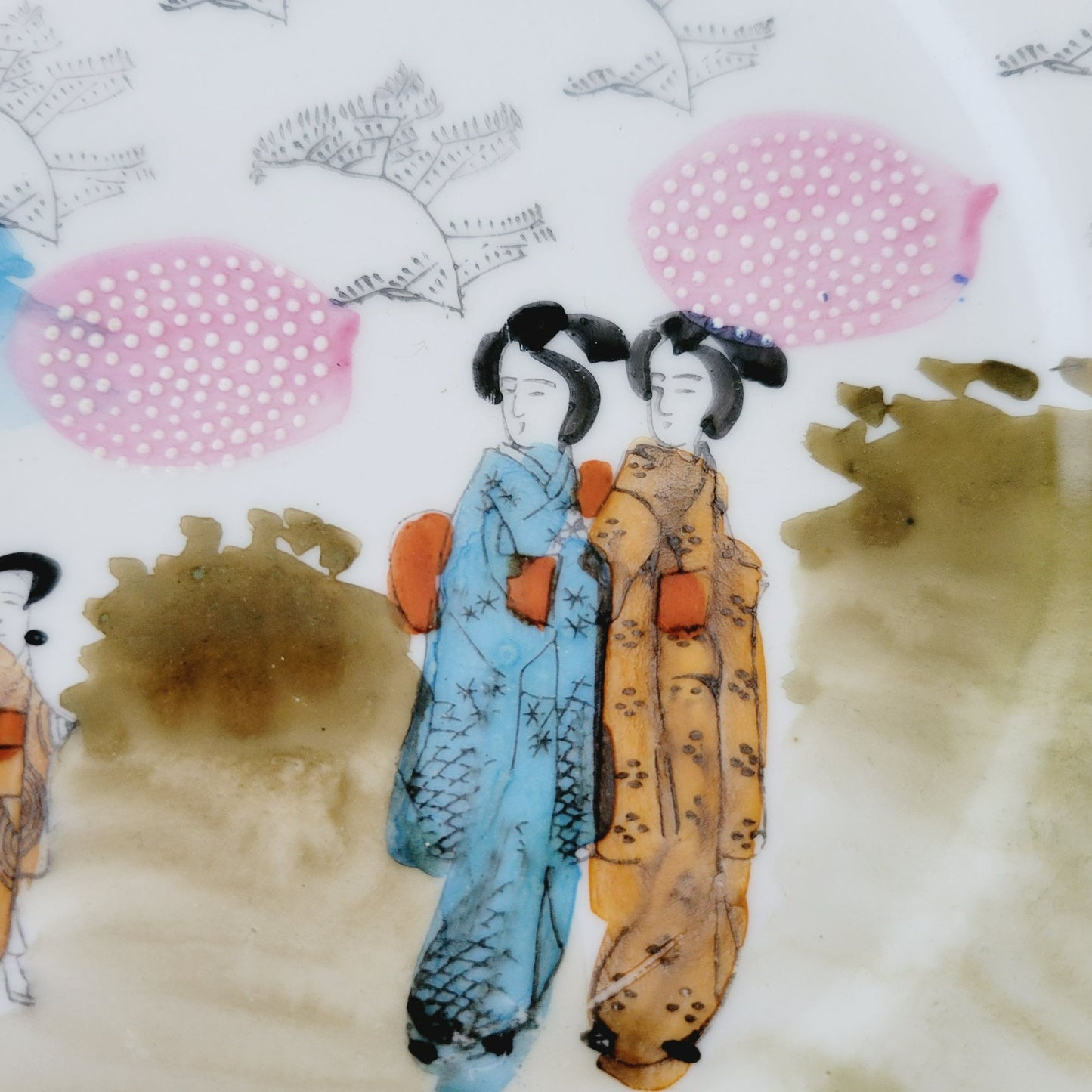 Vintage Japanese Kutani Geisha Girls Salad & Bread Plate Set of 2