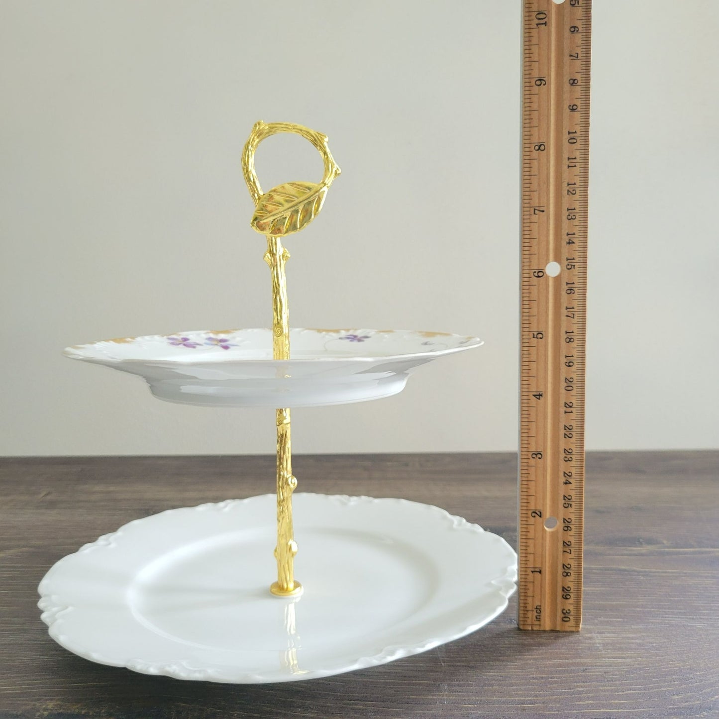 Mismatched Limoges Floral 2-Tiered Dessert Stand