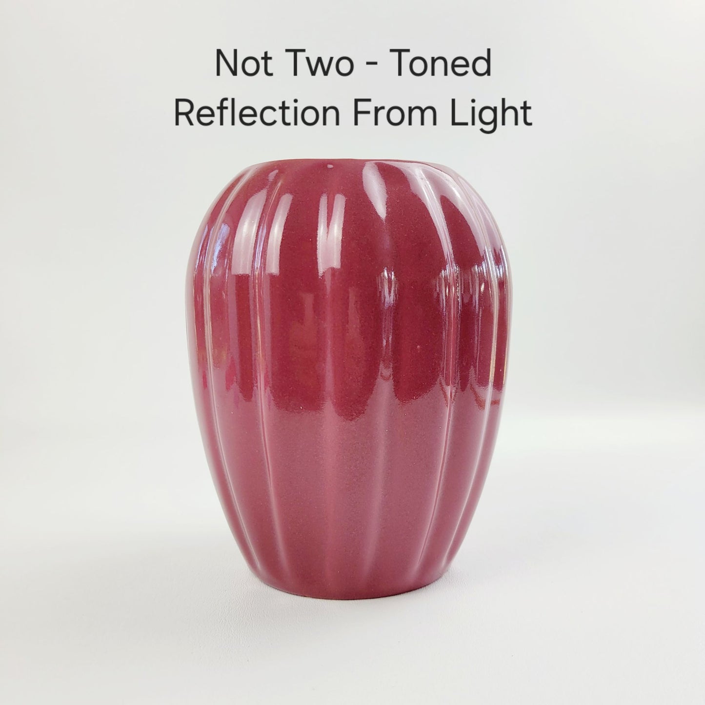 Burgundy Red Ribbed Ceramic Flower 7.5" Vase