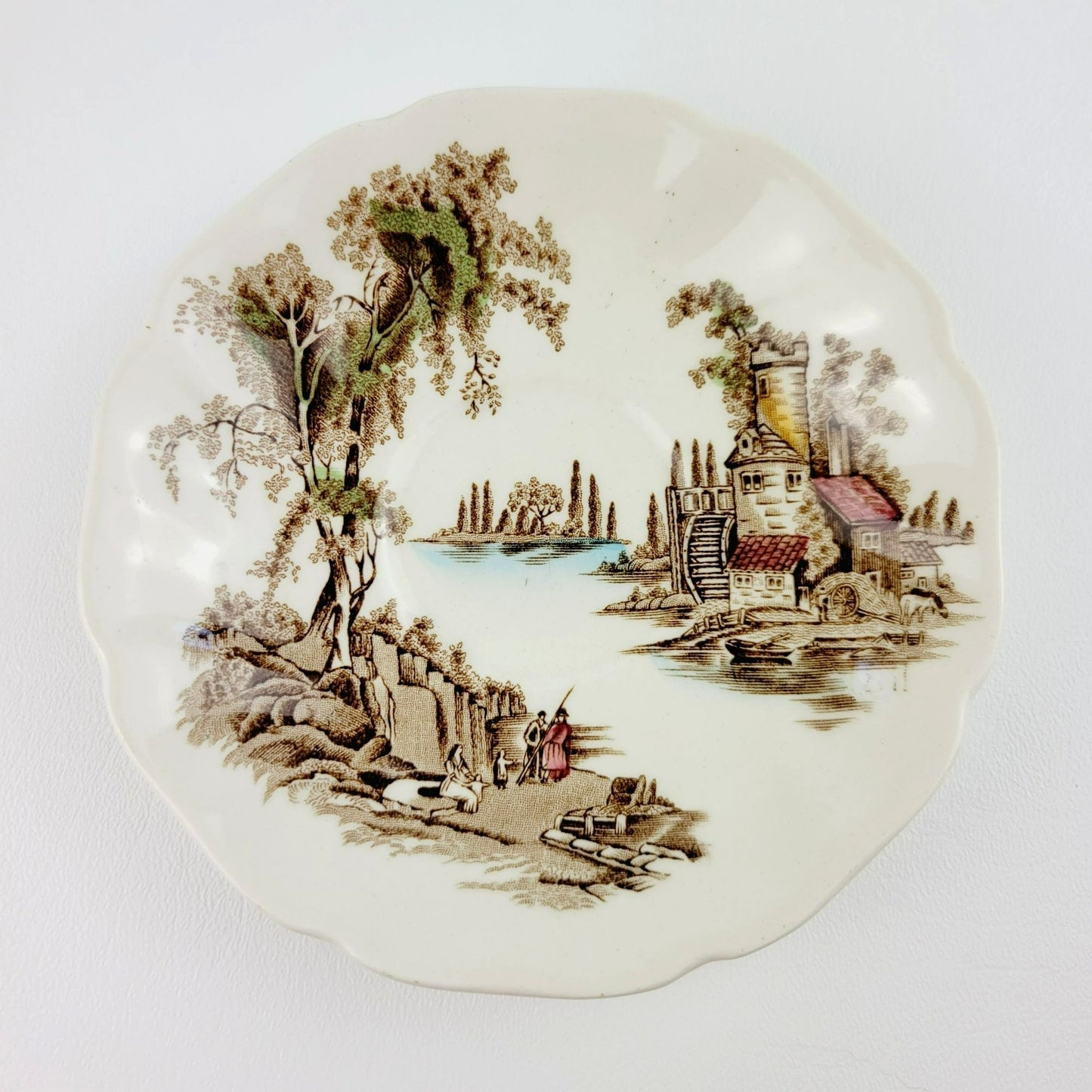 Johnson Bros The Old Mill Tea Cup & Saucer, Countryside Scene, c.1952-77 England