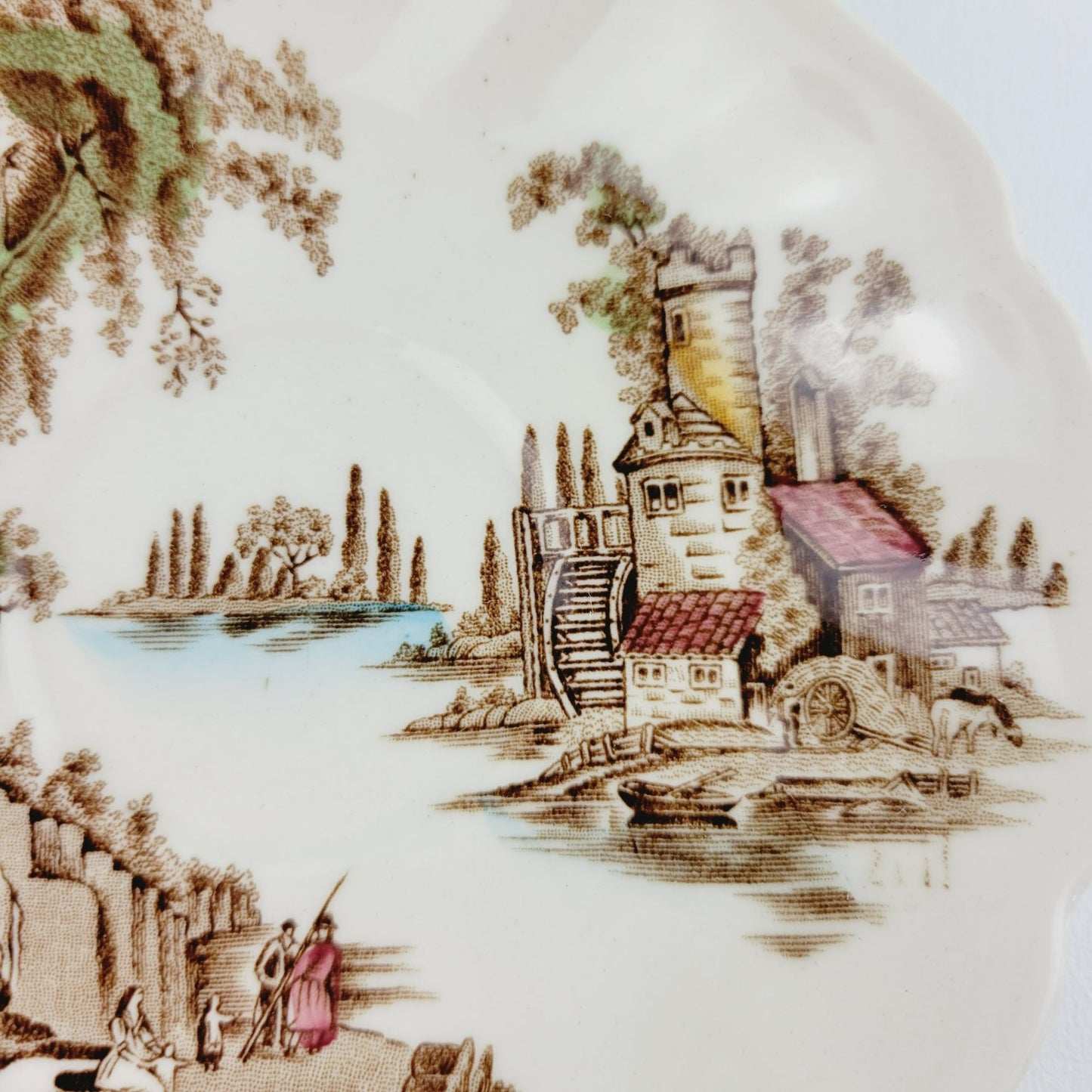 Johnson Bros The Old Mill Tea Cup & Saucer, Countryside Scene, c.1952-77 England