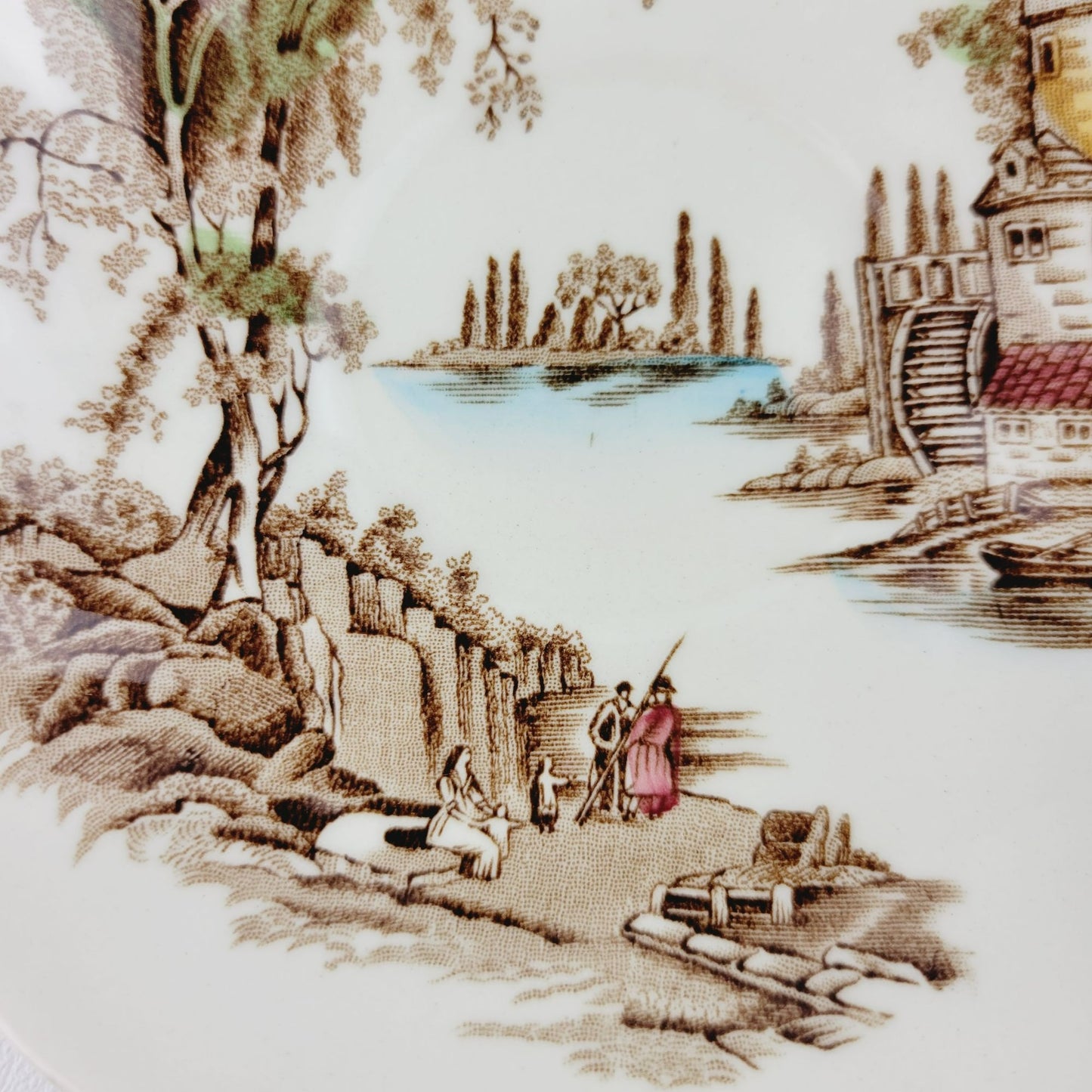 Johnson Bros The Old Mill Tea Cup & Saucer, Countryside Scene, c.1952-77 England