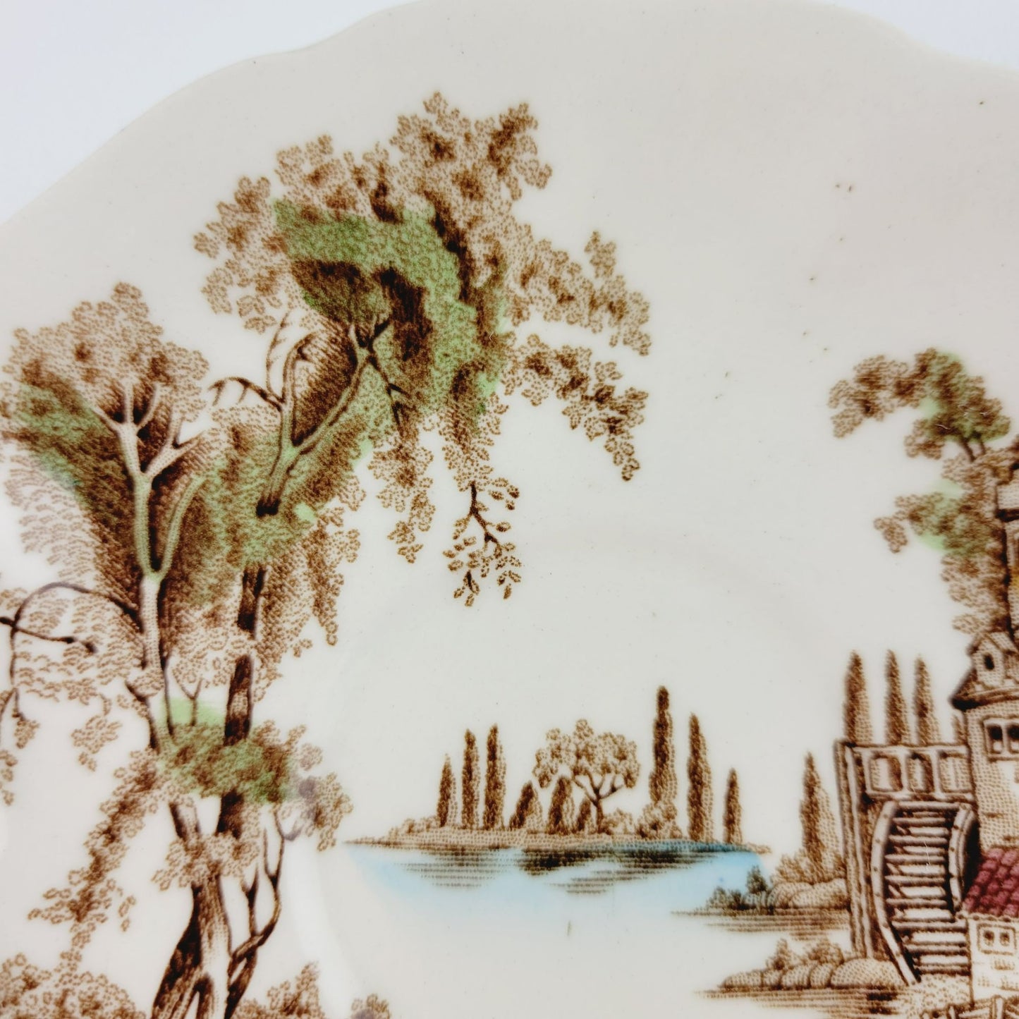 Johnson Bros The Old Mill Tea Cup & Saucer, Countryside Scene, c.1952-77 England
