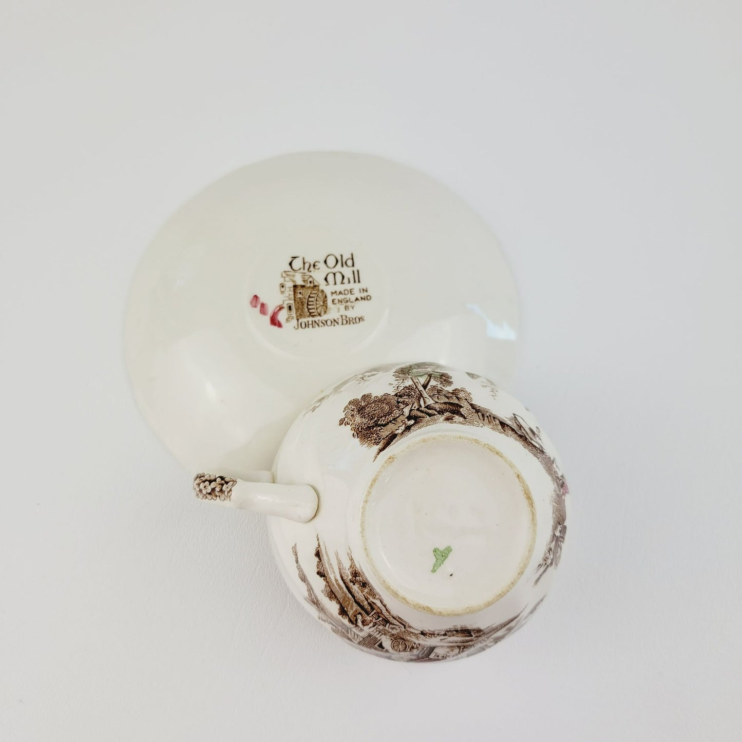 Johnson Bros The Old Mill Tea Cup & Saucer, Countryside Scene, c.1952-77 England