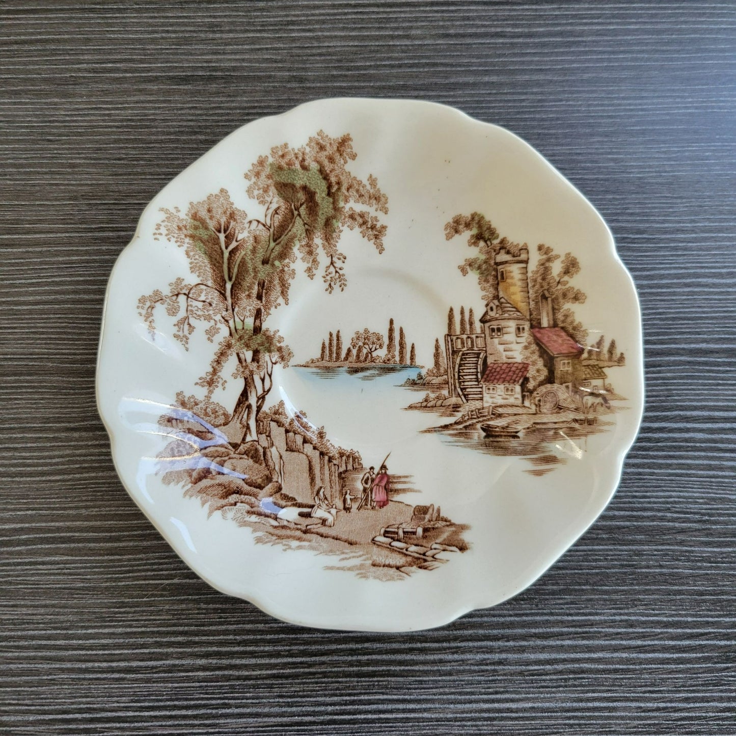 Johnson Bros The Old Mill Tea Cup & Saucer, Countryside Scene, c.1952-77 England
