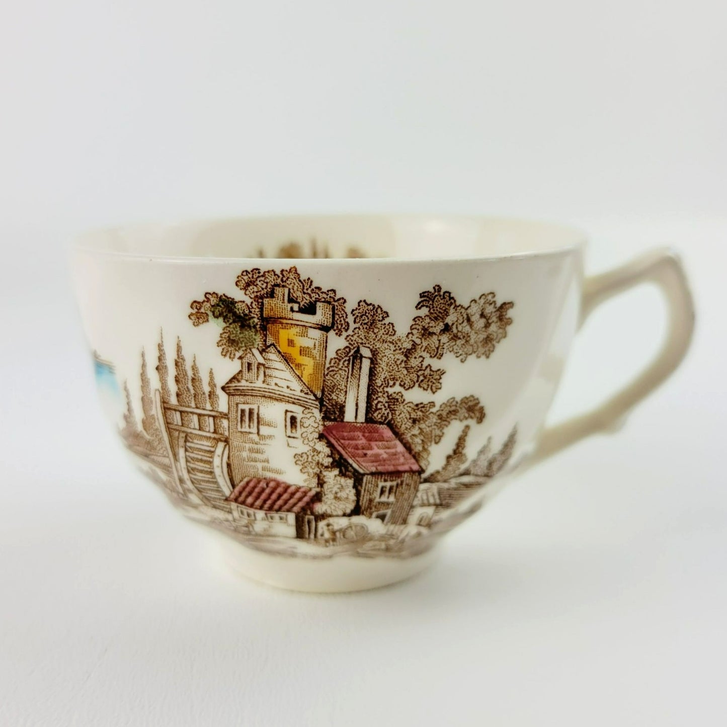 Johnson Bros The Old Mill Tea Cup & Saucer, Countryside Scene, c.1952-77 England