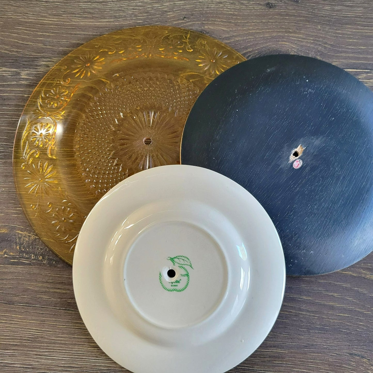 Mismatched 3 Tiered Dessert Stand, Made with Spode & Vintage Indiana Glass Plates