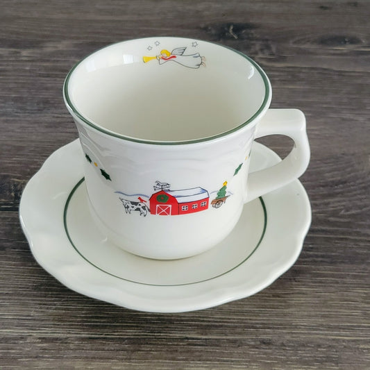 Pfaltzgraff Snow Village Cup & Saucer, 2 Sets, c.1990s