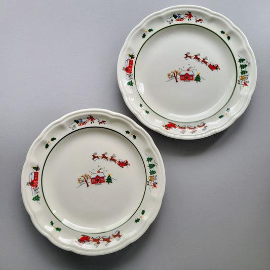 Pfaltzgraff Snow Village Luncheon Plate, Set of 2, c.1990s