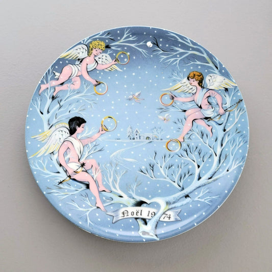 Haviland 12 Days of Christmas Plate, Five Gold Rings 1974, Limoges France