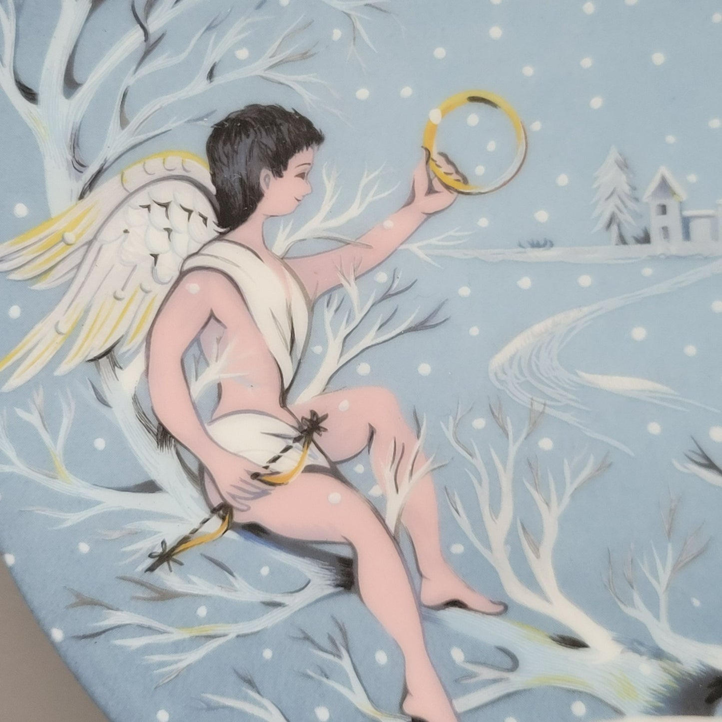 Haviland 12 Days of Christmas Plate, Five Gold Rings 1974, Limoges France