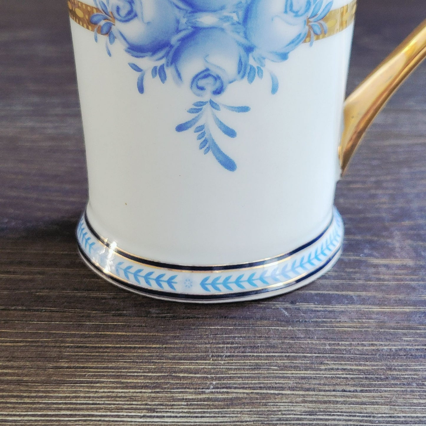 Sorelle Blue White & Gold Floral Mug Set of 2,  Made in Italy